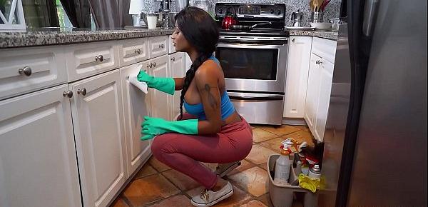  Lovely black maid cleaning my house